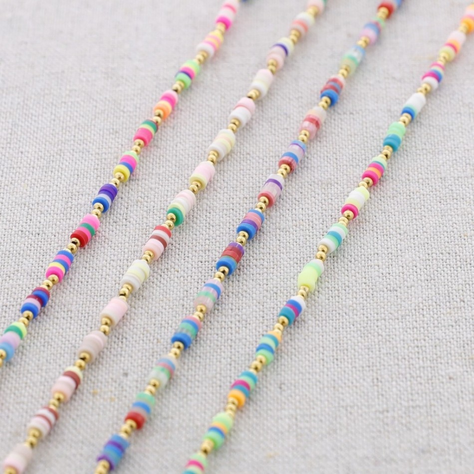STEEL ANKLE BRACELET FIMO COLORS