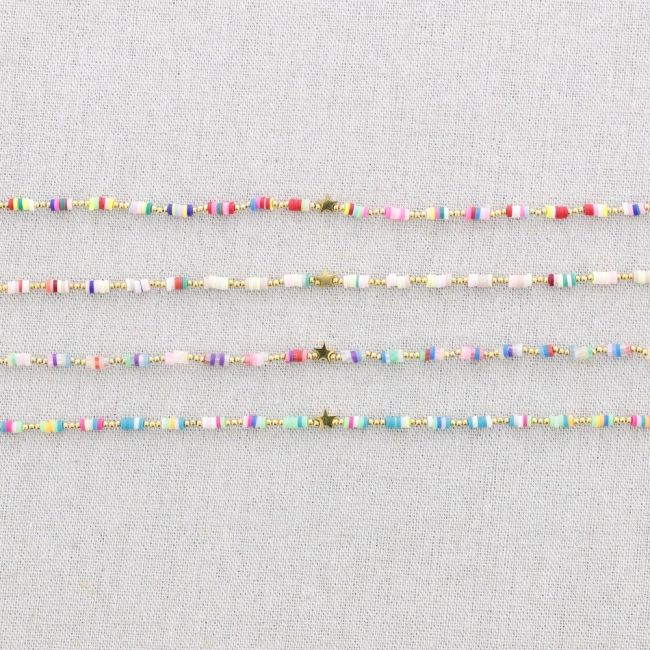 FIMO STEEL SHORT NECKLACE STAR COLORS