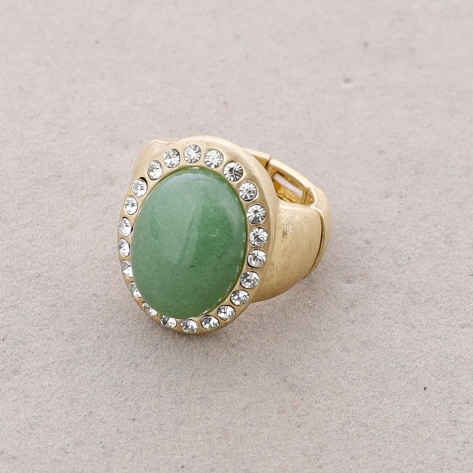 ELASTIC METAL STONE CRYSTAL RING