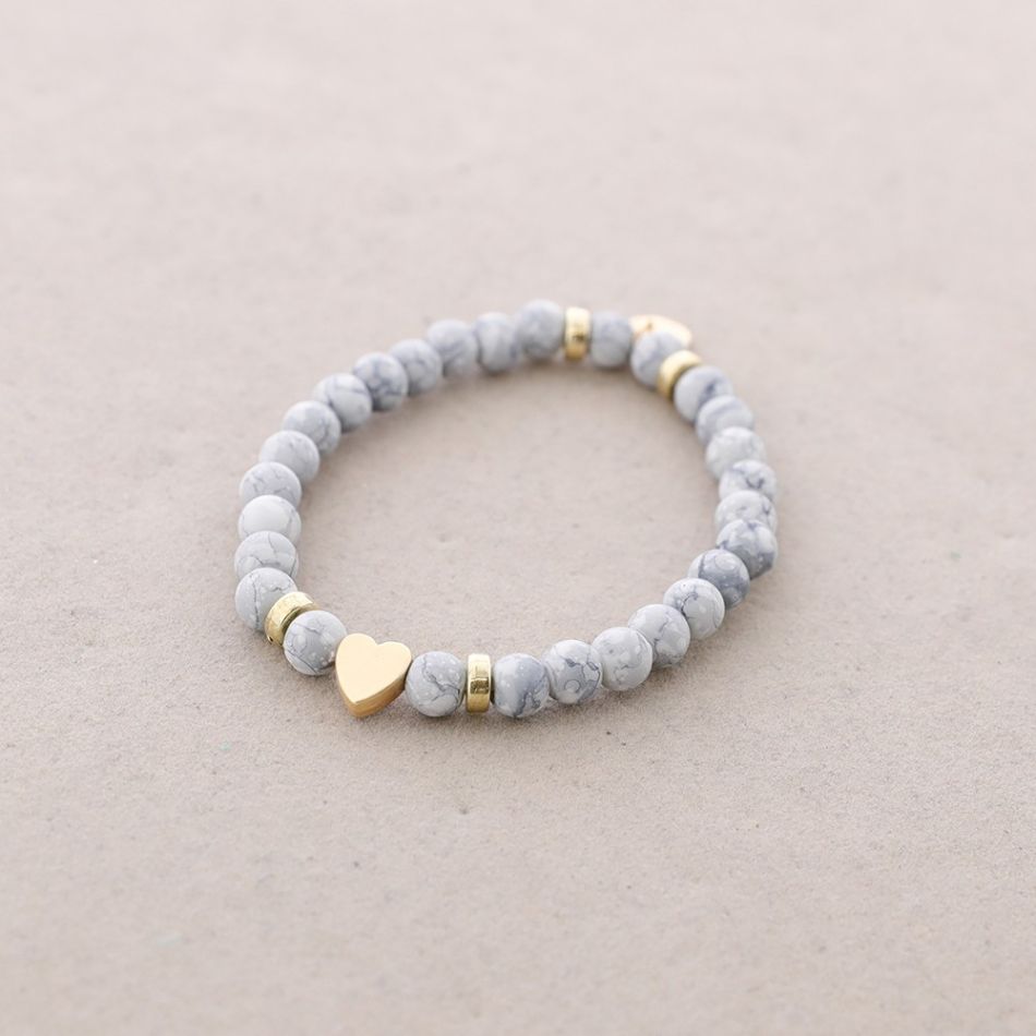 PULSERA ELÁSTICA BOLAS CORAZÓN