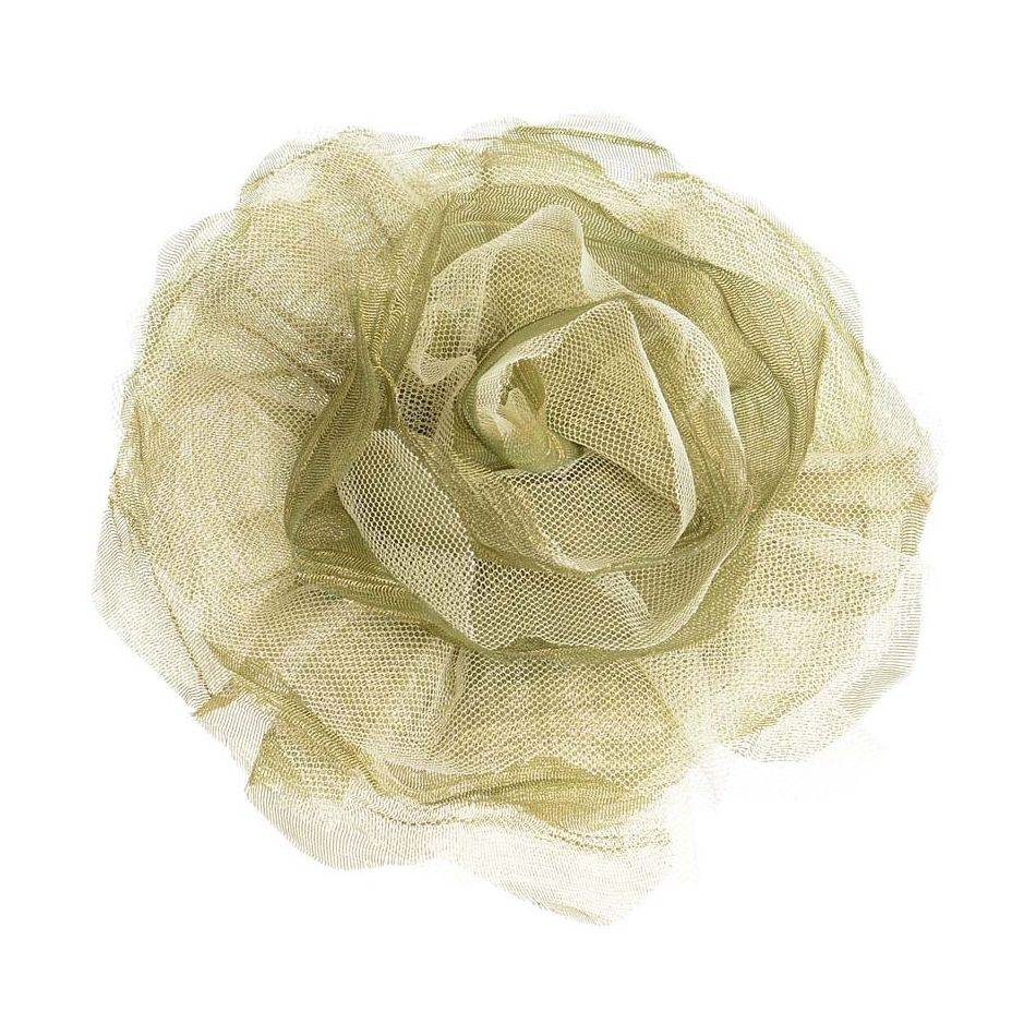 BROCHE FLOR ACABADO METALICO 14CM