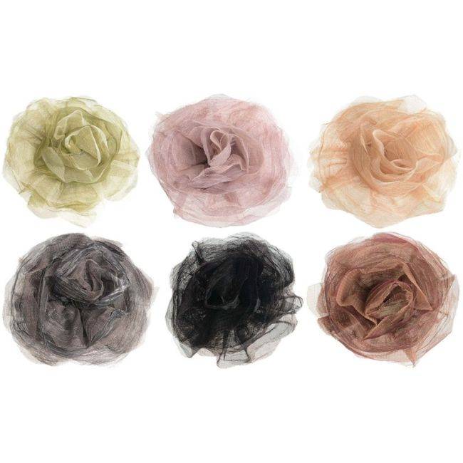 METALLIC FINISH FLOWER BROOCH 14CM