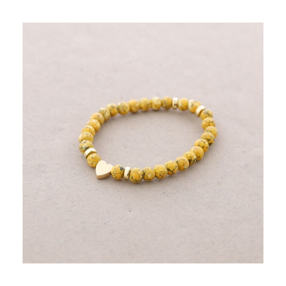 PULSERA ELÁSTICA BOLAS CORAZÓN