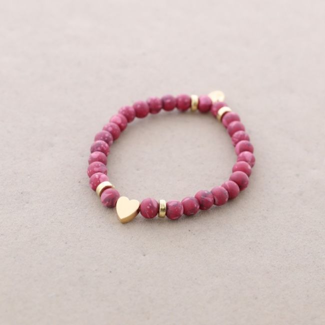 PULSERA ELÁSTICA BOLAS CORAZÓN