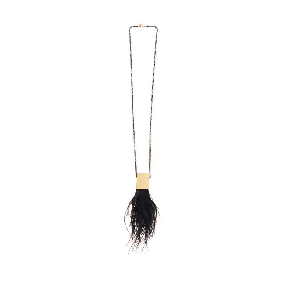 COLLAR LARGO CADENA COLGANTE METAL PLUMA