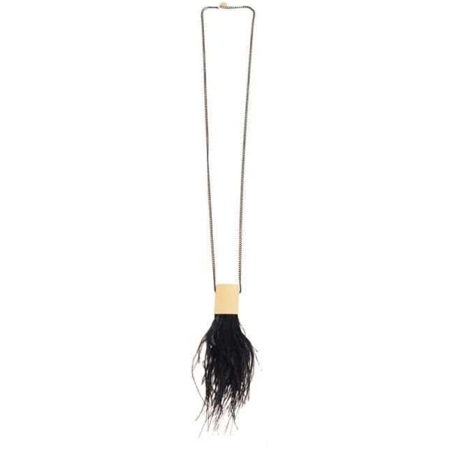 COLLAR LARGO CADENA COLGANTE METAL PLUMA