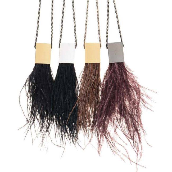 COLLAR LARGO CADENA COLGANTE METAL PLUMA