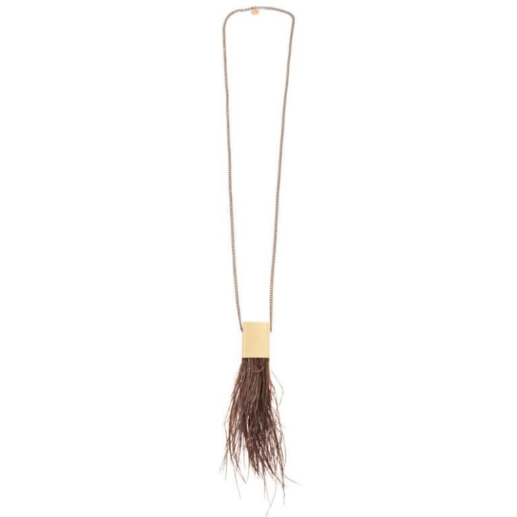 COLLAR LARGO CADENA COLGANTE METAL PLUMA 2