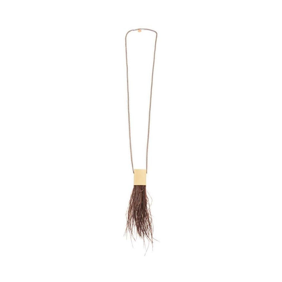 COLLAR LARGO CADENA COLGANTE METAL PLUMA