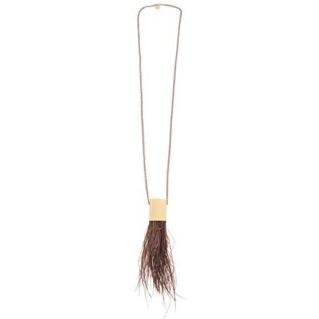 LONG NECKLACE CHAIN PENDANT METAL FEATHER