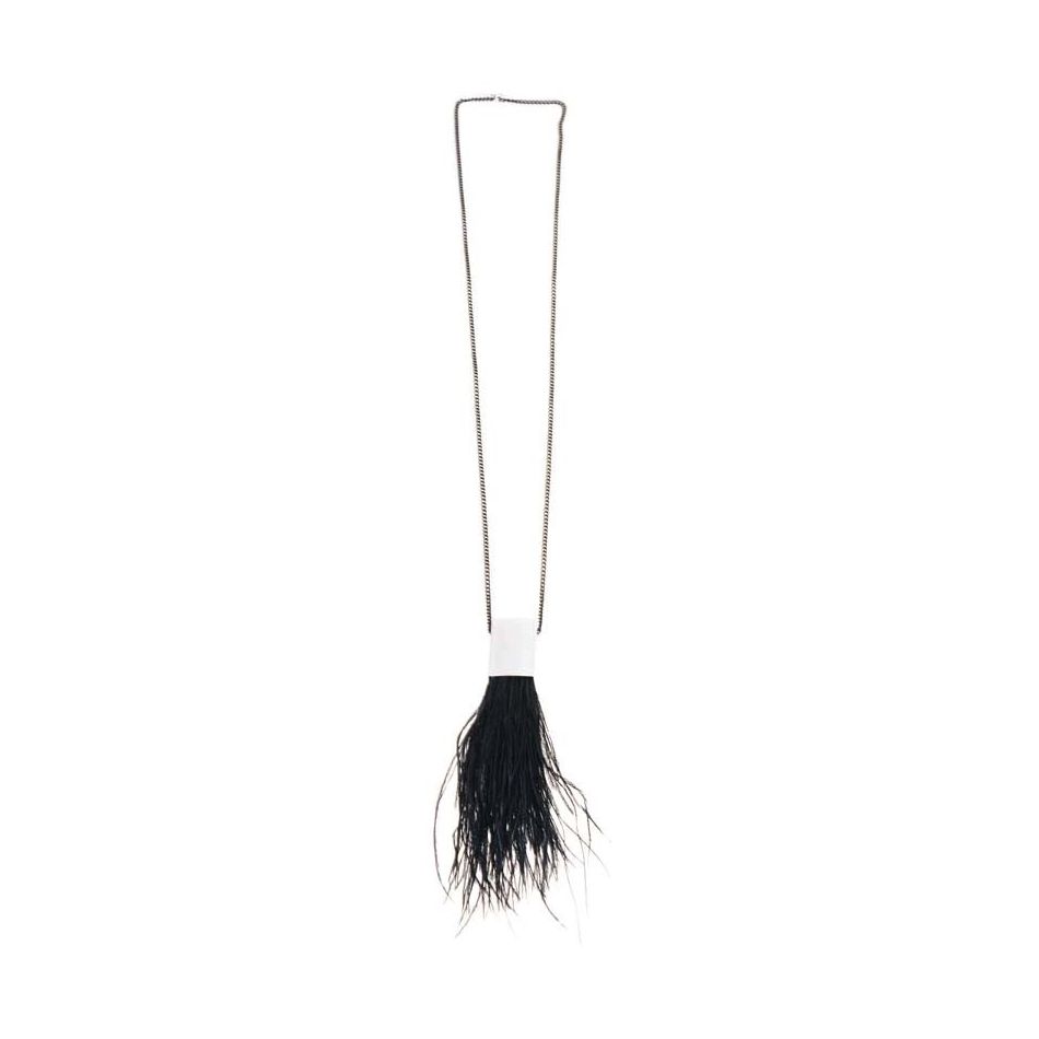 COLLAR LARGO CADENA COLGANTE METAL PLUMA