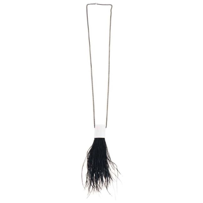 COLLAR LARGO CADENA COLGANTE METAL PLUMA