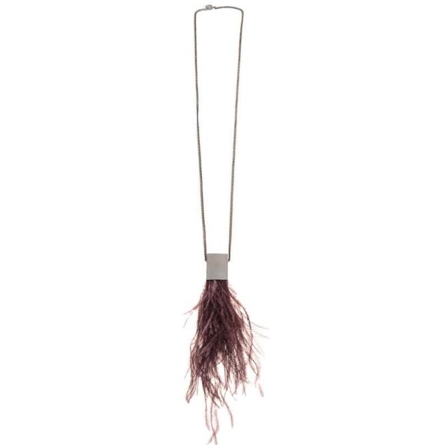 LONG NECKLACE CHAIN PENDANT METAL FEATHER