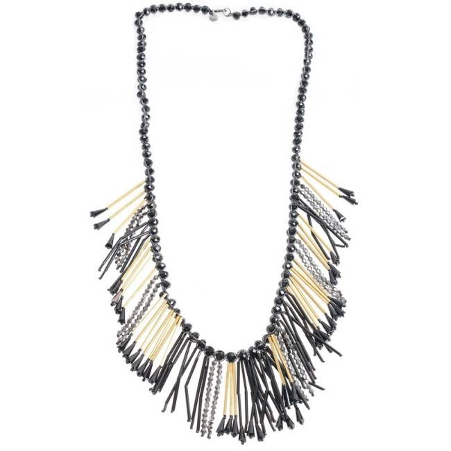 LONG PENDANT NECKLACE FRINGE BEADS