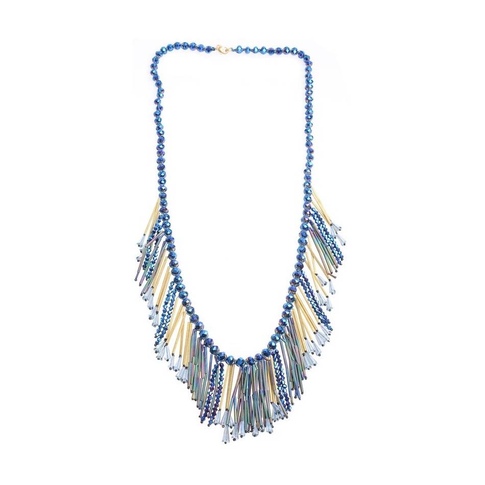 LONG PENDANT NECKLACE FRINGE BEADS