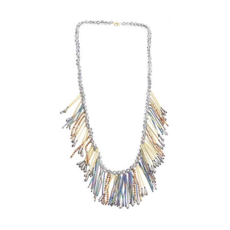 LONG PENDANT NECKLACE FRINGE BEADS