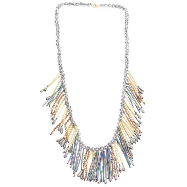 LONG PENDANT NECKLACE FRINGE BEADS