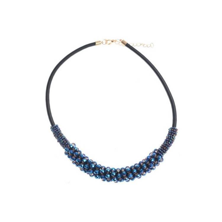 BEADED LEATHER SHORT NECKLACE