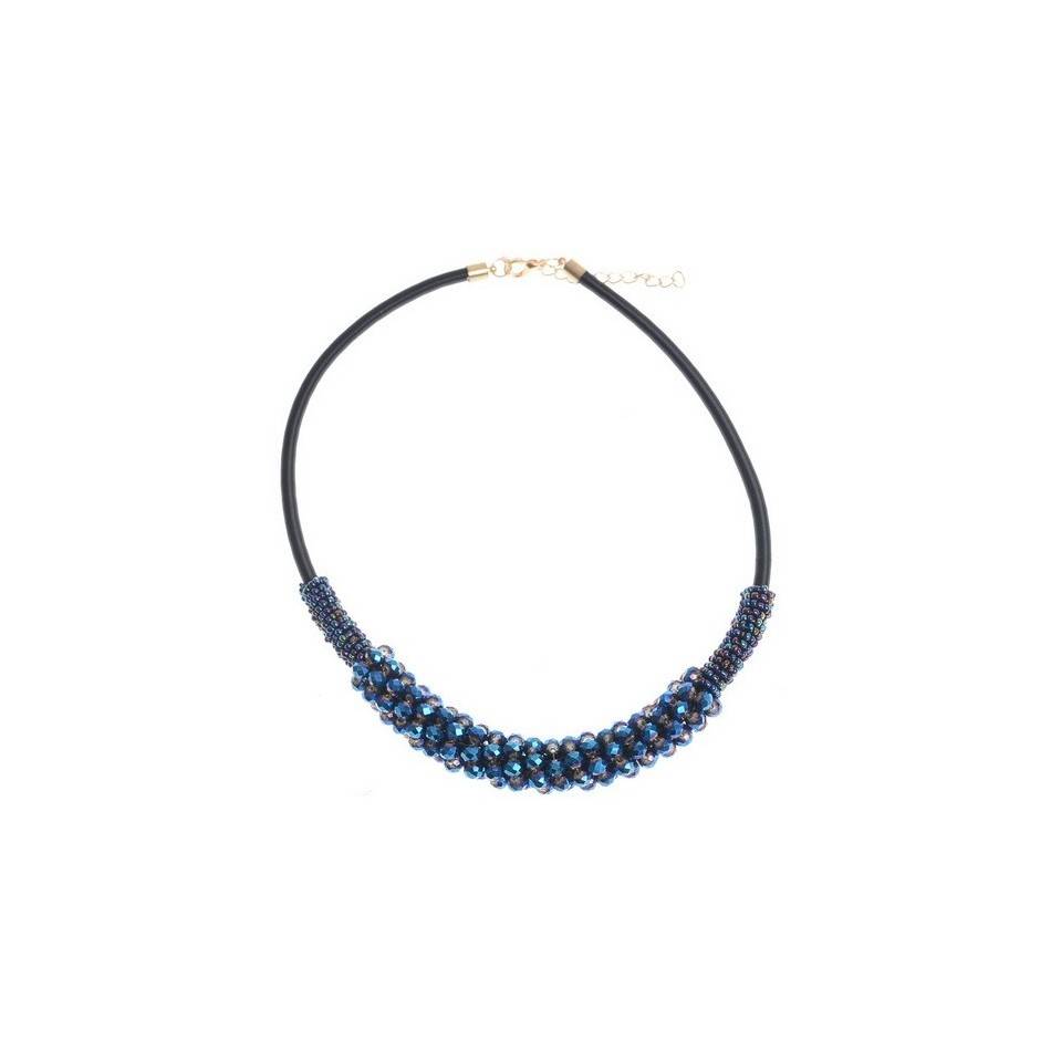 BEADED LEATHER SHORT NECKLACE