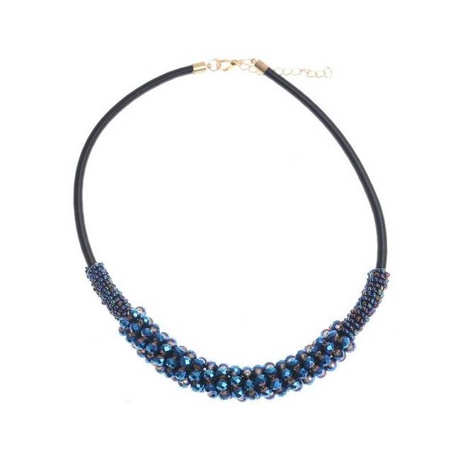 BEADED LEATHER SHORT NECKLACE