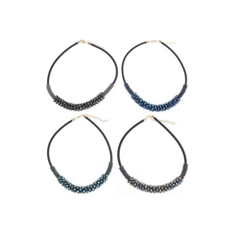 BEADED LEATHER SHORT NECKLACE 2