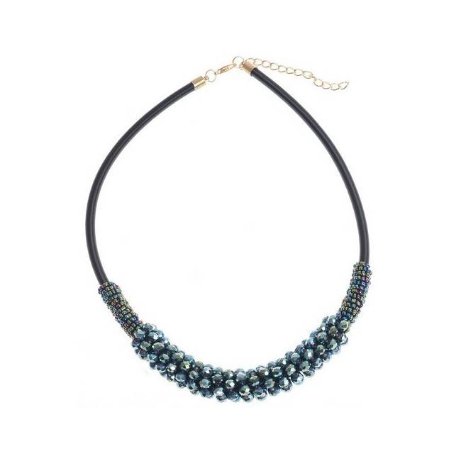 BEADED LEATHER SHORT NECKLACE