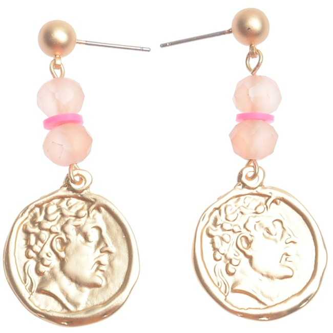 METAL COIN HANGING EARRINGS