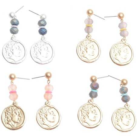 METAL COIN HANGING EARRINGS