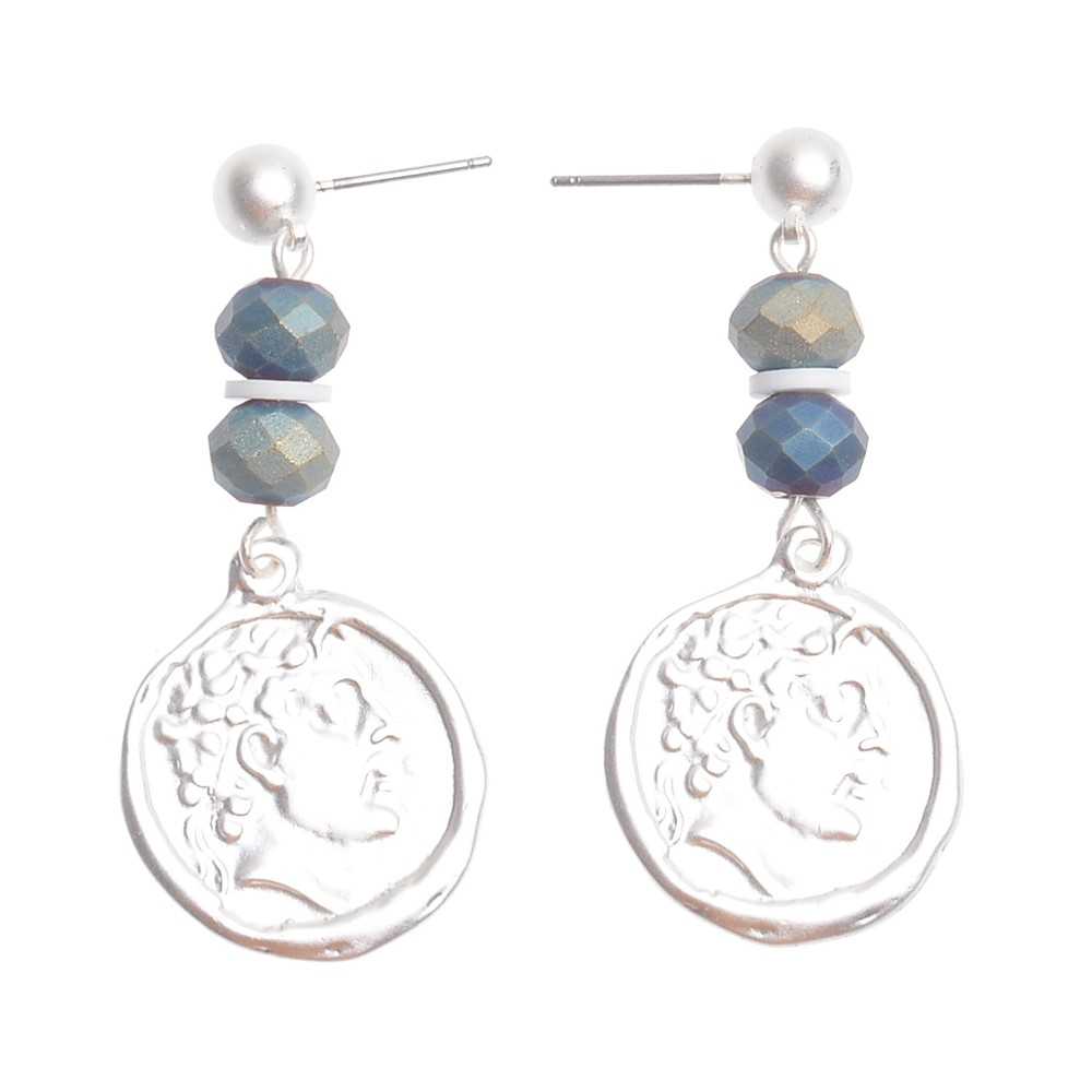 METAL COIN HANGING EARRINGS