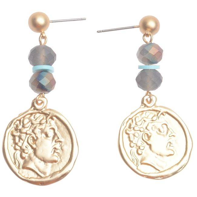 METAL COIN HANGING EARRINGS