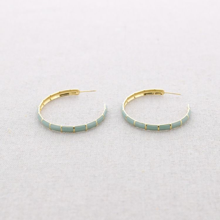 STEEL ENAMEL HOOP EARRINGS 5CM