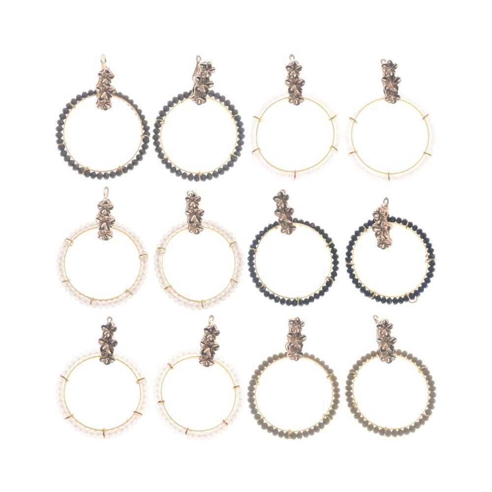 METAL HOOP EARRINGS WITH FACETED CRYSTALS