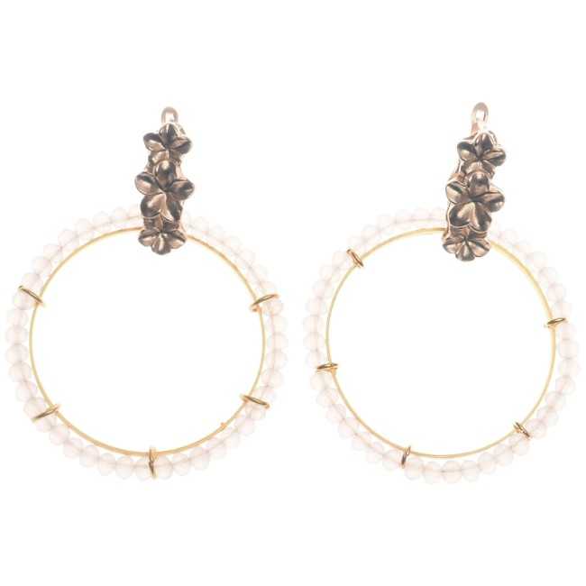 METAL HOOP EARRINGS WITH FACETED CRYSTALS