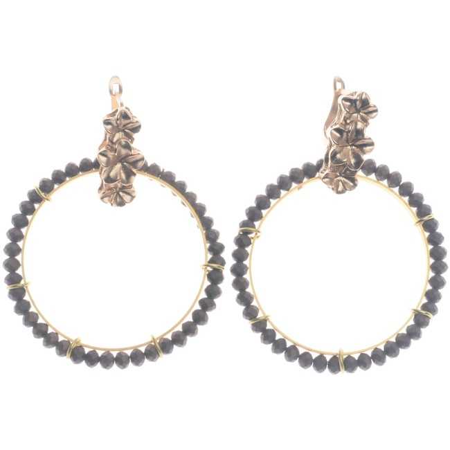 METAL HOOP EARRINGS WITH FACETED CRYSTALS