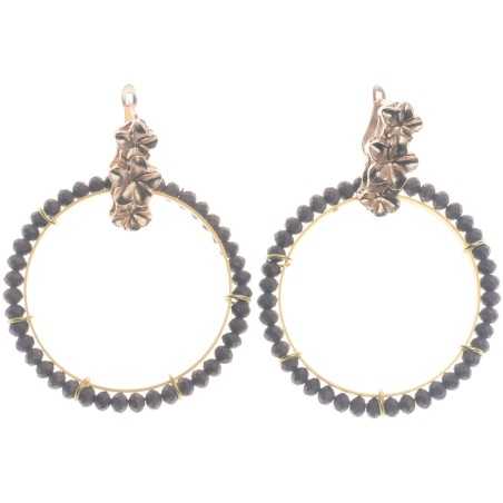 METAL HOOP EARRINGS WITH FACETED CRYSTALS