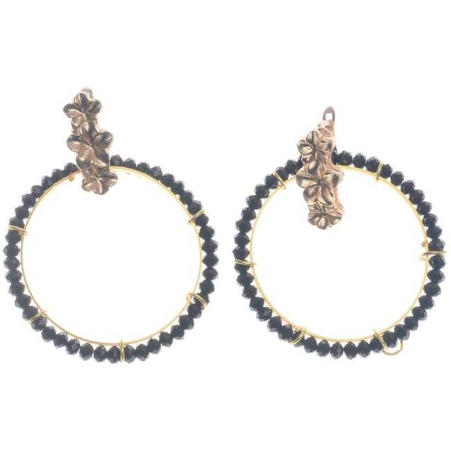 METAL HOOP EARRINGS WITH FACETED CRYSTALS