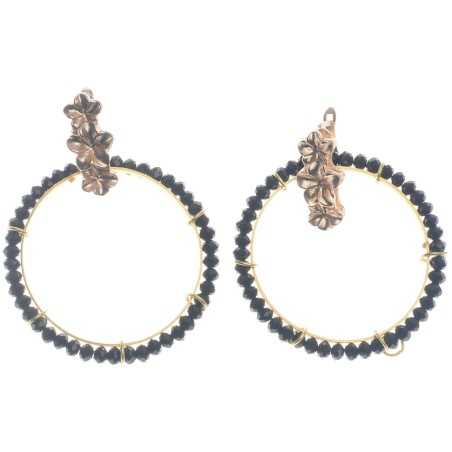 METAL HOOP EARRINGS WITH FACETED CRYSTALS