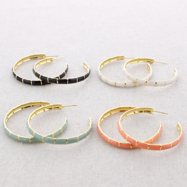 PENDIENTES ACERO ARO ESMALTE 5CM