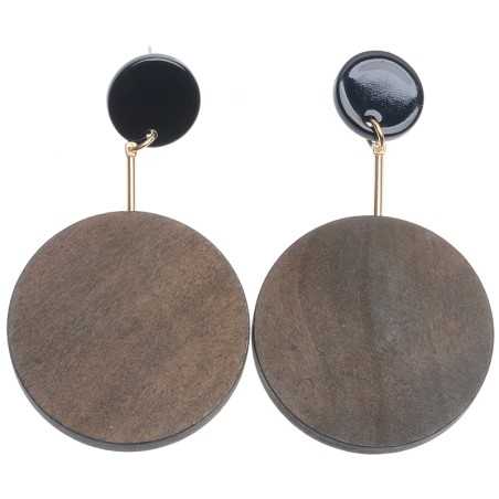 WOODEN MEDALLION PENDANT EARRINGS