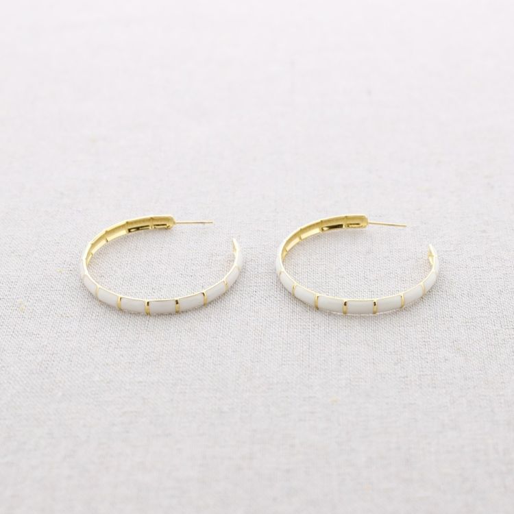 STEEL ENAMEL HOOP EARRINGS 5CM 2
