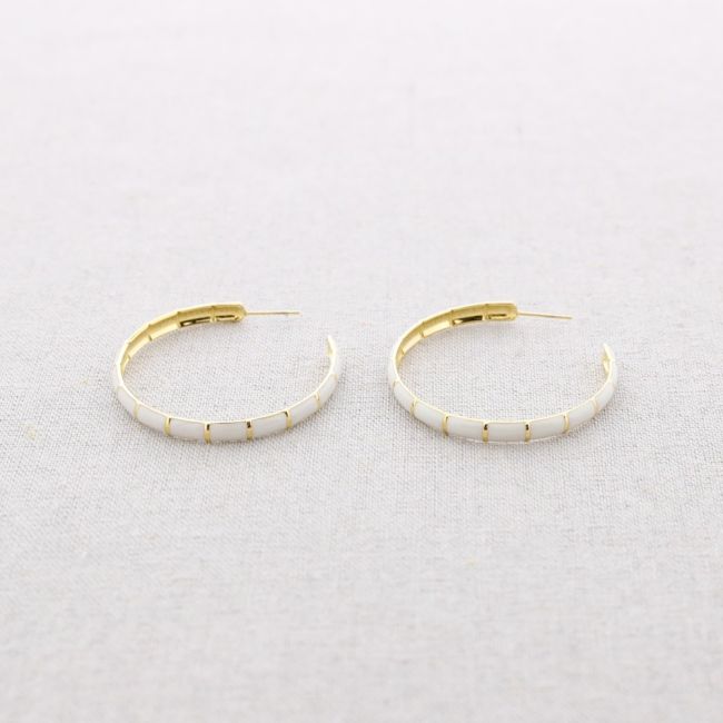 STEEL ENAMEL HOOP EARRINGS 5CM
