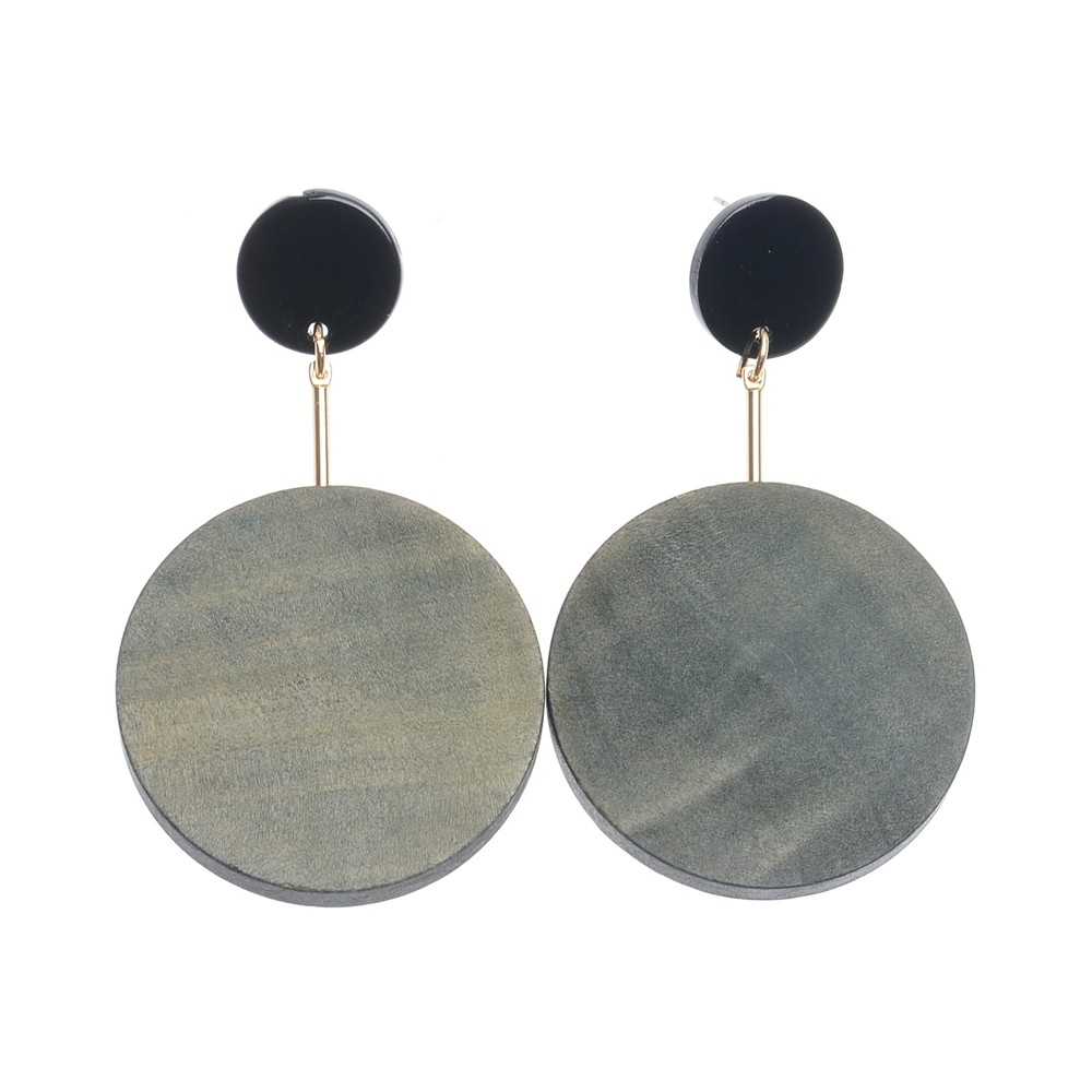 WOODEN MEDALLION PENDANT EARRINGS