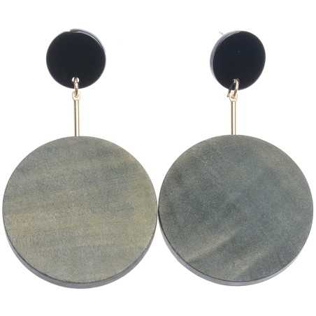 WOODEN MEDALLION PENDANT EARRINGS