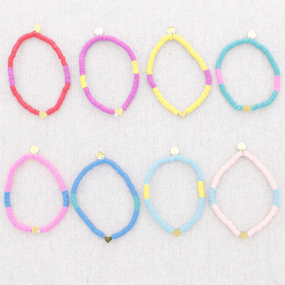 PULSERA ACERO FIMO CORAZÓN