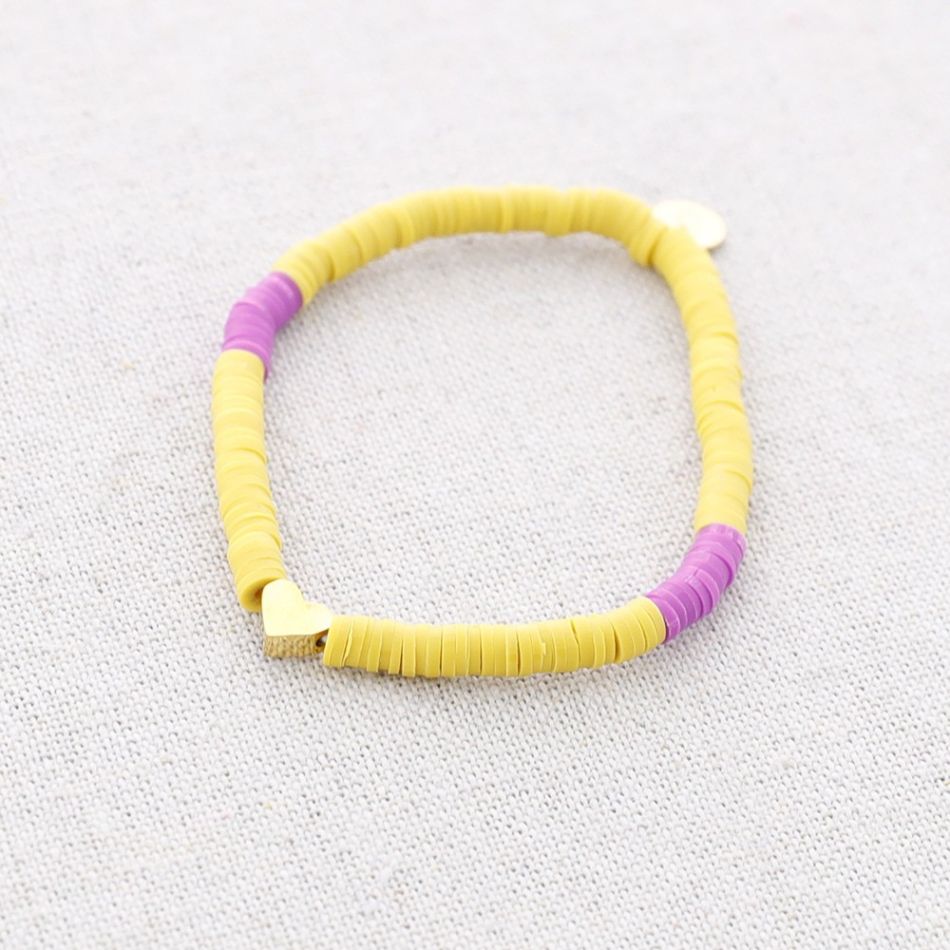 PULSERA ACERO FIMO CORAZÓN