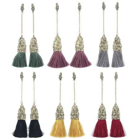 FRINGE HANGING CHAIN EARRINGS