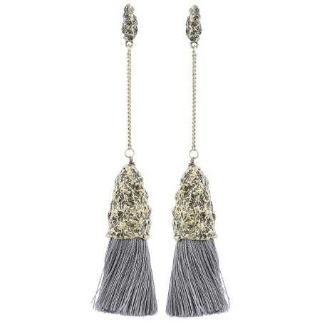 FRINGE HANGING CHAIN EARRINGS