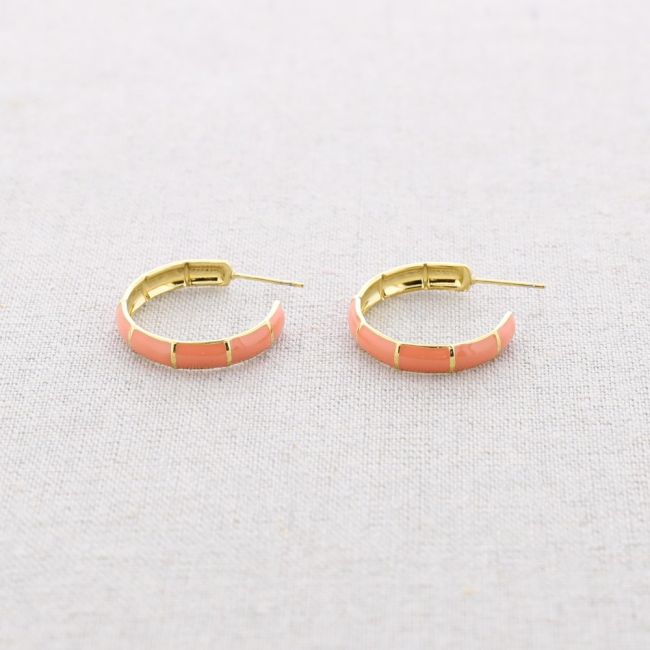2.7CM ENAMEL HOOP STEEL EARRINGS