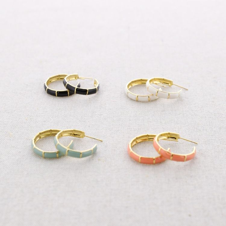 2.7CM ENAMEL HOOP STEEL EARRINGS 2