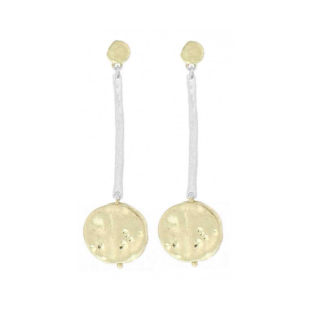 PENDIENTES METAL COLGANTE MEDALLA METAL